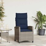 vidaXL Chaise de jardin inclinable avec table d'appoint gris polyrotin