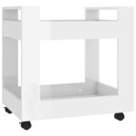 vidaXL Chariot de bureau Blanc brillant 60x45x60 cm Bois d'ingénierie