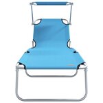 vidaXL Chaises longues pliantes 2 Pièces avec auvent en tissu Oxford 600D bleu vif