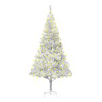 vidaXL Sapin de Noël artificiel pré-éclairé/support argenté 210 cm PET