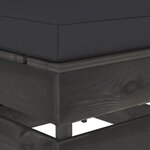 Vidaxl pouf sectionnel avec coussin bois imprégné de gris