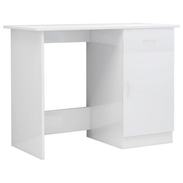 vidaXL Bureau Blanc brillant 100x50x76 cm Bois d’ingénierie