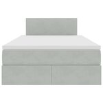 vidaXL Lit avec rangement et LED Gris clair 120 x 190 cm Velours