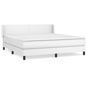 vidaXL Sommier à lattes de lit avec matelas Blanc 160x200cm Similicuir