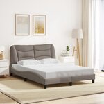 vidaXL Cadre de lit avec LED sans matelas taupe 140x190 cm tissu