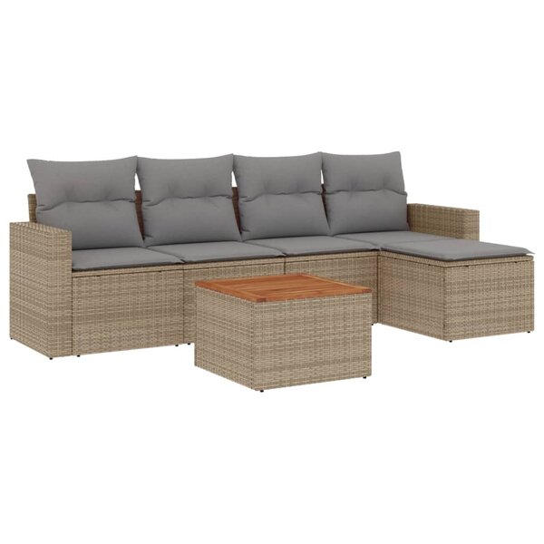 vidaXL Salon de jardin avec coussins 6 Pièces beige résine tressée