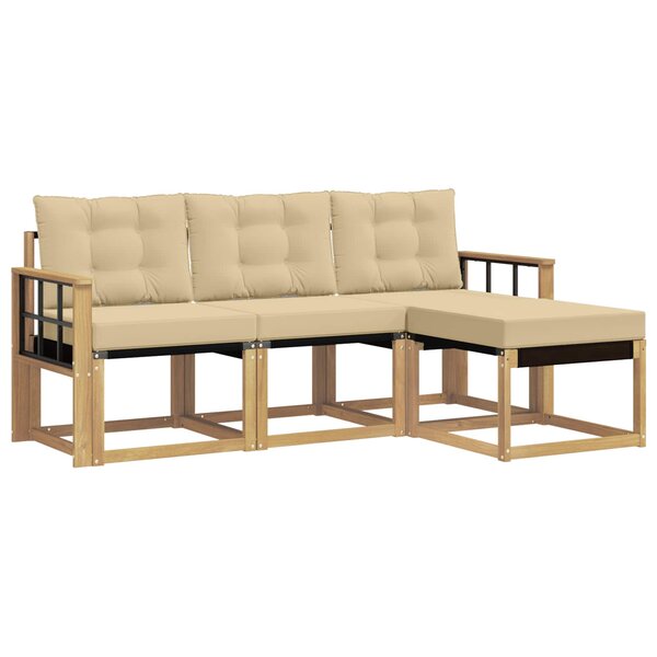 vidaXL Ensemble de canapés d'extérieur 4 Pièces Blanc et Beige