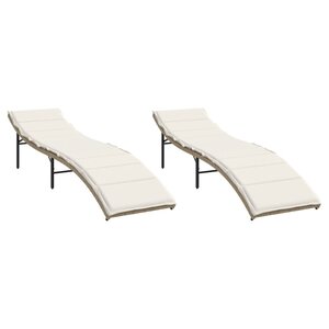vidaXL Chaises longues lot de 2 avec coussins beige résine tressée