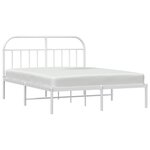 vidaXL Cadre de lit métal sans matelas et tête de lit blanc 150x200 cm