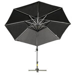 Parasol déporté octogonal parasol LED inclinable pivotant manivelle piètement acier dim. Ø 3 x 2 48H m gris