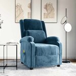 vidaXL Fauteuil de massage Bleu Velours