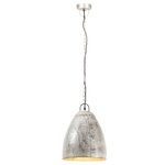 Vidaxl lampe suspendue industrielle 25 w argenté rond 32 cm e27