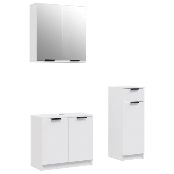 vidaXL Ensemble d'armoires salle de bain 3 Pièces blanc bois d'ingénierie