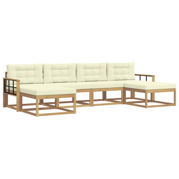 vidaXL Ensemble de canapés d'extérieur 6 Pièces Blanc et crème