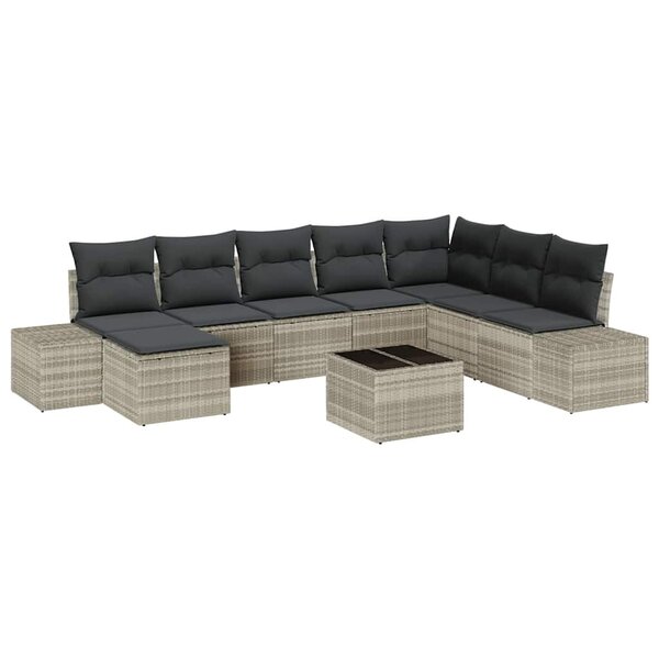 vidaXL Ensemble de canapé de jardin 9 Pièces Gris clair 319 x 209 x 85 cm