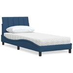 vidaXL Lit avec matelas bleu 90x190 cm tissu