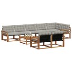 vidaXL Ensemble de canapés d'extérieur 9 Pièces Gris Naturel et Clair