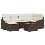 vidaXL Ensemble de canapé de jardin 7 Pièces Marron 55 x 62 x 69 cm