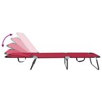 vidaXL Chaise longue pliante 1-personne Rouge 56 x 189 x 87 cm tissu