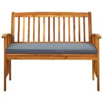 vidaXL Banc de jardin avec coussin 119 cm Bois solide d'acacia