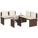 vidaXL Salon de jardin 4 Pièces avec coussins marron résine tressée