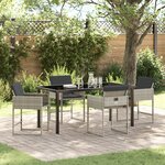 Ensemble de salle à manger jardin 5 pièces vidaXL avec coussins en poly rattan gris clair