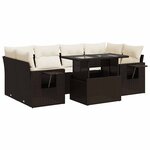 vidaXL Salon de jardin avec coussins 7 Pièces marron résine tressée