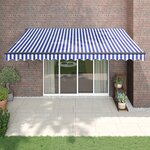 vidaXL Auvent rétractable automatique bleu et blanc 4 5x3 m