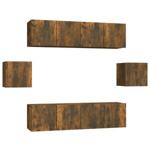 vidaXL Ensemble de meubles TV 6 Pièces Chêne fumé Bois d'ingénierie