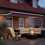 vidaXL Cadre de store manuel avec LEDs Bourgogne et Blanc 3 5 x 2 5 m