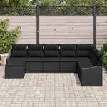 vidaXL Ensemble de canapé de jardin avec coussin 8 Pièces Noir polyrotin