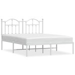 vidaXL Cadre de lit métal avec tête de lit blanc 140x190 cm