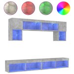 vidaXL Unités murales TV avec LED 6 Pièces gris béton bois d'ingénierie