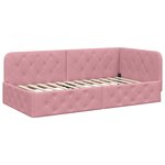 vidaXL Cadre de lit d'angle avec matelas Rose 90 x 200 cm Velours