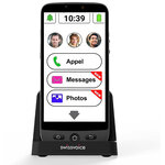 Smartphone senior g50 de swissvoice avec housse de protection