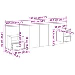 vidaXL Tête de lit avec armoire 3 Pièces Chêne noir Bois d'ingénierie