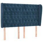 vidaXL Tête de lit avec oreilles Bleu foncé 163x23x118/128 cm Velours