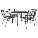 vidaXL Ensemble à manger de jardin 5 Pièces noir résine tressée verre