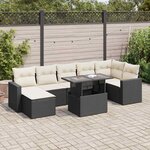 vidaXL Salon de jardin 8 Pièces avec coussins noir résine tressée
