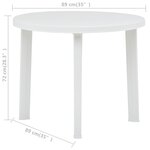 vidaXL Table de jardin Blanc 89 cm Plastique