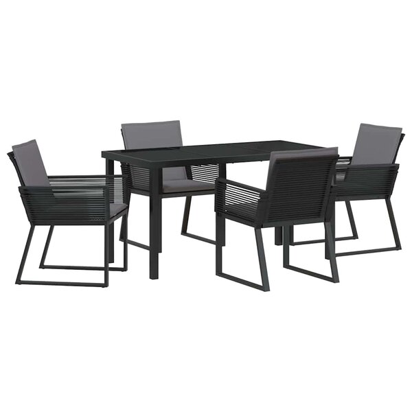 vidaXL Ensemble de salle à manger pour jardin 5 Pièces Noir Poly rotin