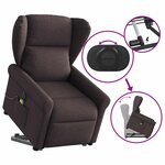 vidaXL Fauteuil inclinable de massage électrique Marron foncé Tissu