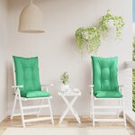 vidaXL Coussins de chaise de jardin à dossier haut lot de 2 vert tissu