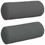 vidaXL Coussins d'accent 2 Pièces Gris foncé Ø 15 x 40 cm tissu