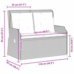 vidaXL Banc inclinable de jardin avec coussins noir résine tressée