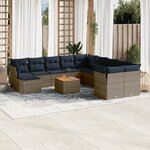 vidaXL Salon de jardin avec coussins 12 Pièces gris résine tressée