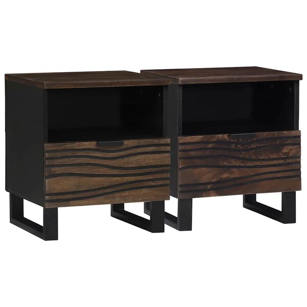vidaXL Cabinet de chevet avec tiroir 2 Pièces Noyer 40 x 33 x 46 cm