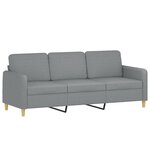 vidaXL Canapé à 3 places avec repose-pieds Gris clair 180 cm Tissu