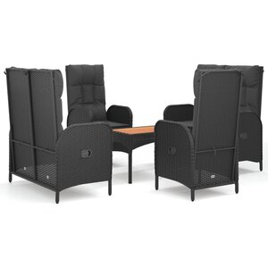 vidaXL Ensemble à manger de jardin coussins 5Pièces Noir Résine tressée