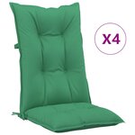 vidaXL Coussins de chaise de jardin à dossier haut lot de 4 vert tissu